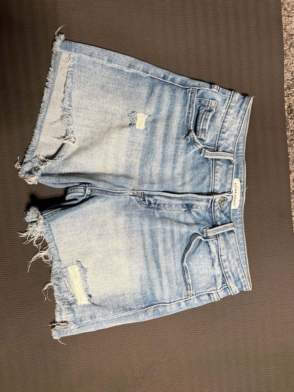 Flying Monkey Light Wash Distressed Raw Hem Denim Shorts Size 30